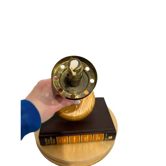 Vtg Jakobsson Style Candlestick Holder Wood And Brass Mushroom Shade Swedish MCM - Picture 9 of 15